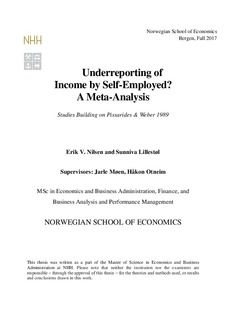nhh weber income employed underreporting meta 1989 studies analysis self building pne